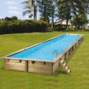 Piscine bois Linea Ubbink 350x1550cm H 155cm liner bleu sable