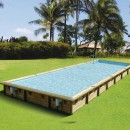 Piscine bois Linea Ubbink 500x1100cm H 140 cm liner bleu sable