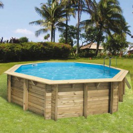 Piscine bois Ocea Ubbink Diam 510cm H 120cm liner bleu, beige ou gris