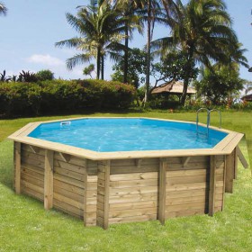 Piscine Bois Oc&eacute;a : Piscine bois Ocea Ubbink Diam 510cm H 120cm liner bleu, beige ou gris