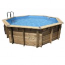Piscine bois Ocea Ubbink Diam 510cm H 120cm liner bleu sable gris