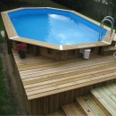 Piscine bois Ocea Ubbink 355x550cm H120cm liner bleu sable gris