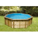 Piscine bois Ocea Ubbink Diam 580cm H 130cm liner bleu sable gris