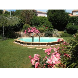 Piscine bois Ocea Ubbink Diam 580cm H 130cm liner bleu, beige ou gris