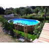 Piscine bois Ocea Ubbink 470x860cm H 130cm liner bleu sable gris