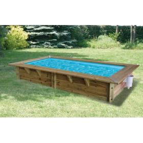 Piscine Ext&eacute;rieure Bois : Piscine bois Sunwater All in one Ubbink 200x350cm H 71cm liner bleu, hors sol ou enterr&eacute;e