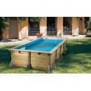 Piscine bois Azura Ubbink 350x505cm H 126cm liner bleu sable