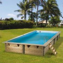 Piscine bois Azura Ubbink 350x505cm H 126cm liner bleu sable