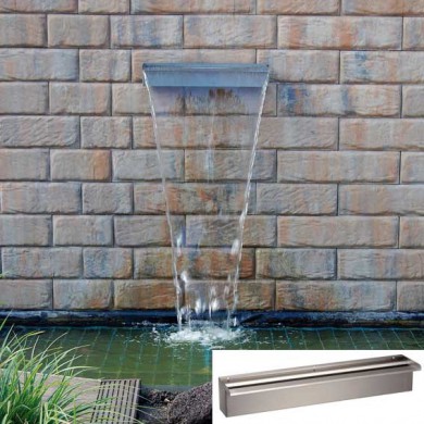 Lame d'eau Niagara Ubbink 60 cm acier inoxydable brossé inox 304 montage mural sans led