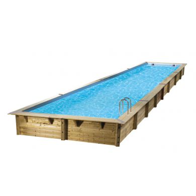 Piscine bois Linea Ubbink 350x1550cm H 155cm liner bleu sable