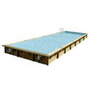 Piscine bois Linea Ubbink 500x1100cm H 140 cm liner bleu sable
