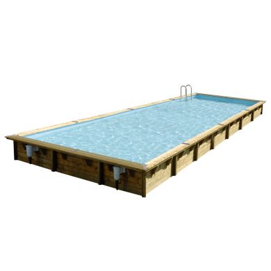 Piscine bois Linea Ubbink 500x800cm H 140 cm liner bleu sable gris