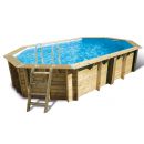 Piscine bois Ocea Ubbink 400x610cm H 130cm liner bleu sable gris