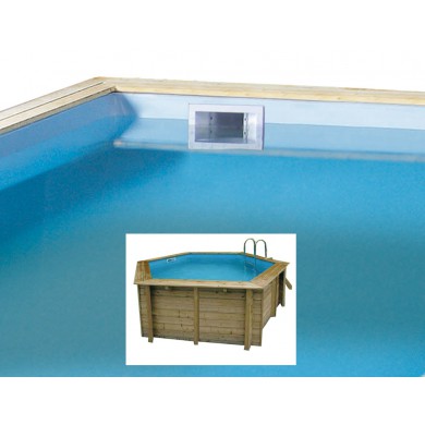 Liner Ubbink hexagonale pour piscine bois Azura, Sunwater, fidji Bleu 410 x H 120cm dim 350cm