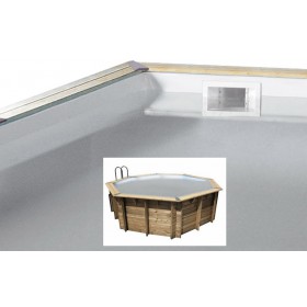 Piscine bois 510 Ubbink : Liner Ubbink octogonale pour piscine bois Ocea 75/100&egrave;me Gris 510 x H 120cm dim 460cm