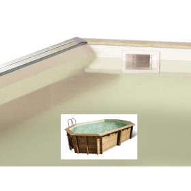 Liner Piscine Hors Sol : Liner ubbink octogonale allong&eacute;e pour piscine bois Bahia 75/100&egrave;me Beige 400x670 x H 130cm