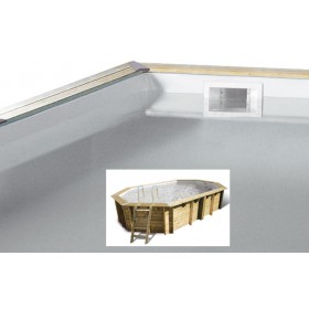 Liner Piscine Hors Sol : Liner ubbink octogonale allong&eacute;e pour piscine bois Bahia 75/100&egrave;me Gris 400x670 x H 130cm