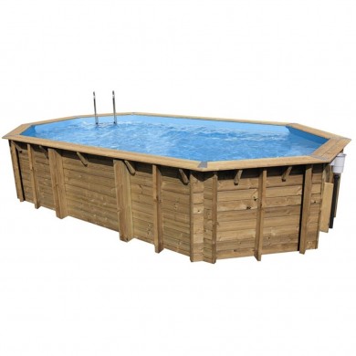 Piscine bois Ocea Ubbink 400x610cm H 130cm liner bleu sable gris