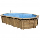 Piscine bois Ocea Ubbink 400x610cm H 130cm liner bleu sable gris