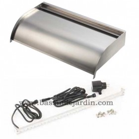 Cascade lame d'eau piscine : Lame d'eau Nevada 60 cm Ubbink acier inoxydable bross&eacute; inox 304 montage murale barre de 35 LED