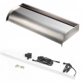 Cascade lame d'eau piscine : Lame d'eau Nevada 90 cm Ubbink acier inoxydable bross&eacute; inox 304 montage murale barre de 62 LED