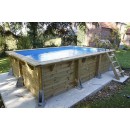Piscine bois Azura Ubbink 350x505cm H 126cm liner bleu sable