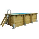 Piscine bois Azura Ubbink 350x505cm H 126cm liner bleu sable