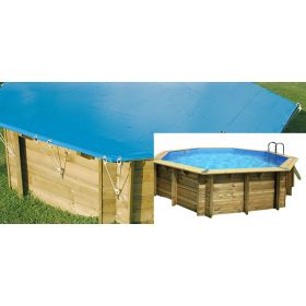 Piscine bois 580 Ubbink : B&acirc;che de s&eacute;curit&eacute; Ubbink piscine bois octogonale Ocea 580 cm