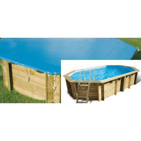 Bache piscine : B&acirc;che de s&eacute;curit&eacute; Ubbink piscine bois octogonale allong&eacute;e 400 x 820 cm