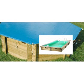 Bache piscine : B&acirc;che de s&eacute;curit&eacute; pour piscine bois Ubbink rectangle de 250x450 cm Azura ou Urban Pool