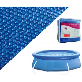 Couverture solaire diamètre 1.7 m bleue translucide 120 microns pour piscine autoportante diamètre 1.83 m