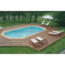 Piscine bois Sunwater Ubbink 300x490cm H 120cm liner bleu sable