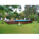 Piscine bois Sunwater Ubbink 300x490cm H 120cm liner bleu sable