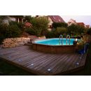 Piscine bois Sunwater Ubbink 300x490cm H 120cm liner bleu sable