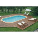 Piscine bois Sunwater Ubbink 300x490cm H 120cm liner bleu sable
