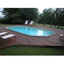 Piscine bois Sunwater Ubbink 300x490cm H 120cm liner bleu sable