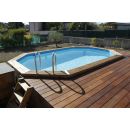 Piscine bois Azura Ubbink 400x750cm H 130cm liner bleu