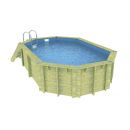 Piscine bois Azura Ubbink 400x750cm H 130cm liner bleu
