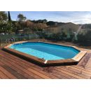 Piscine bois Sunwater Ubbink 300x490cm H 120cm liner bleu ou sable, hors sol et enterr&eacute;e