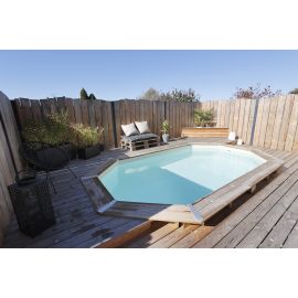 Piscine bois Sunwater Ubbink 300x490cm H 120cm liner bleu ou sable, hors sol et enterrée