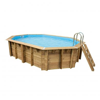 Piscine bois Azura Ubbink 400x610 cm H 120cm liner Bleu ou Beige