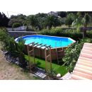 Piscine bois Azura Ubbink 400x750cm H 130cm liner bleu ou beige
