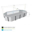 Piscine bois Azura Ubbink 400x750cm H 130cm liner bleu ou beige