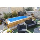 Piscine bois Azura Ubbink 250x450cm H 126cm liner bleu ou beige