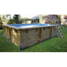 Piscine Ext&eacute;rieure Bois : Piscine bois Azura Ubbink 350x505cm H 126cm liner bleu ou beige
