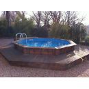 Piscine bois Ocea Ubbink Diam 430cm H 120cm liner bleu, beige ou gris