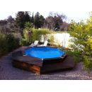 Piscine bois Ocea Ubbink Diam 430cm H 120cm liner bleu, beige ou gris