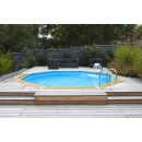 Piscine bois Ocea Ubbink Diam 580cm H 130cm liner bleu, beige ou gris