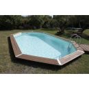 Piscine bois Ocea Ubbink 400x610cm H 130cm liner bleu, beige ou gris