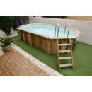 Piscine bois Ocea Ubbink 400x610cm H 130cm liner bleu, beige ou gris